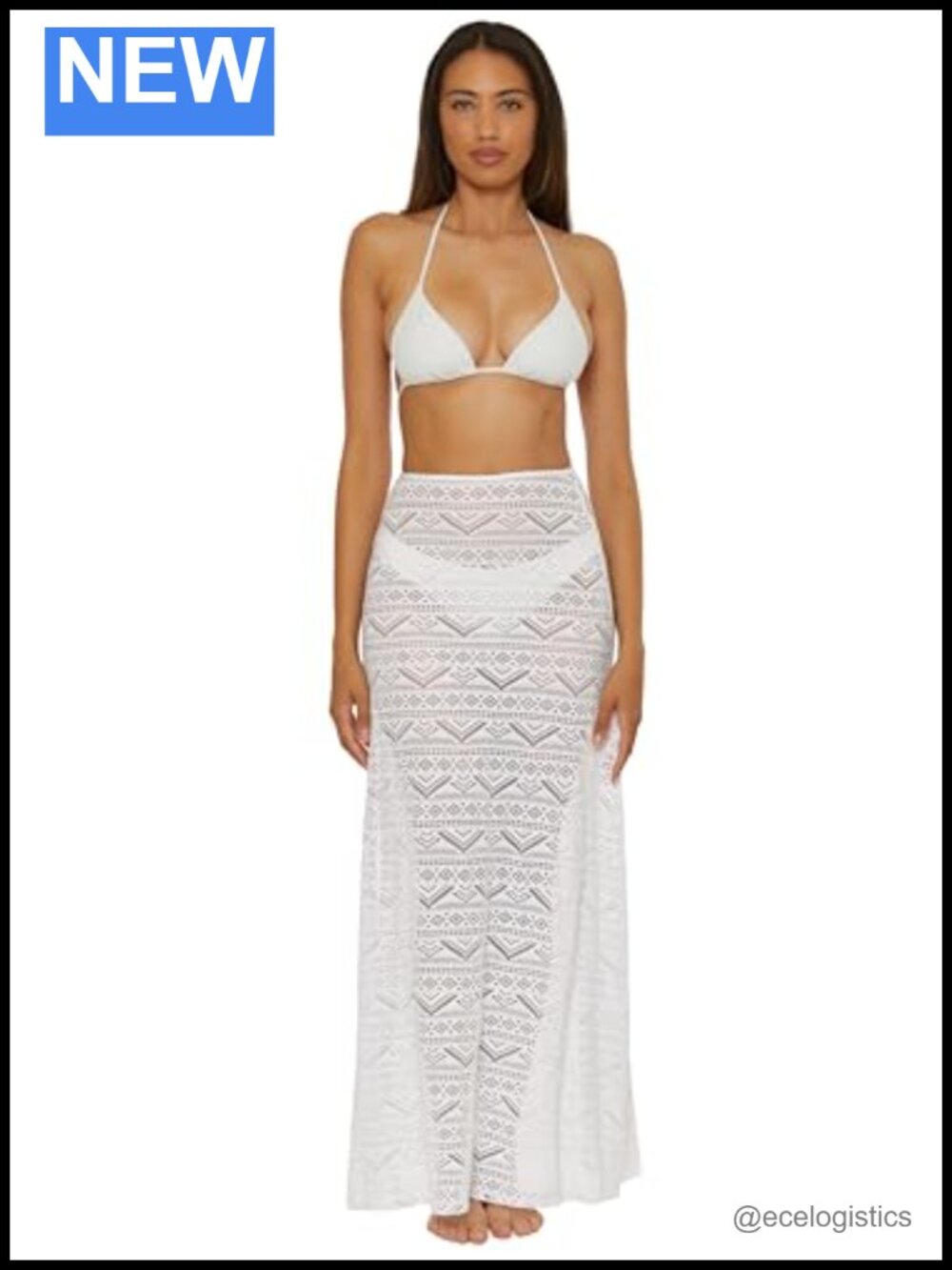 BECCA Women's Color Play Maxi Skirt, High Side Slits, Nylon Spandex Beach Cover